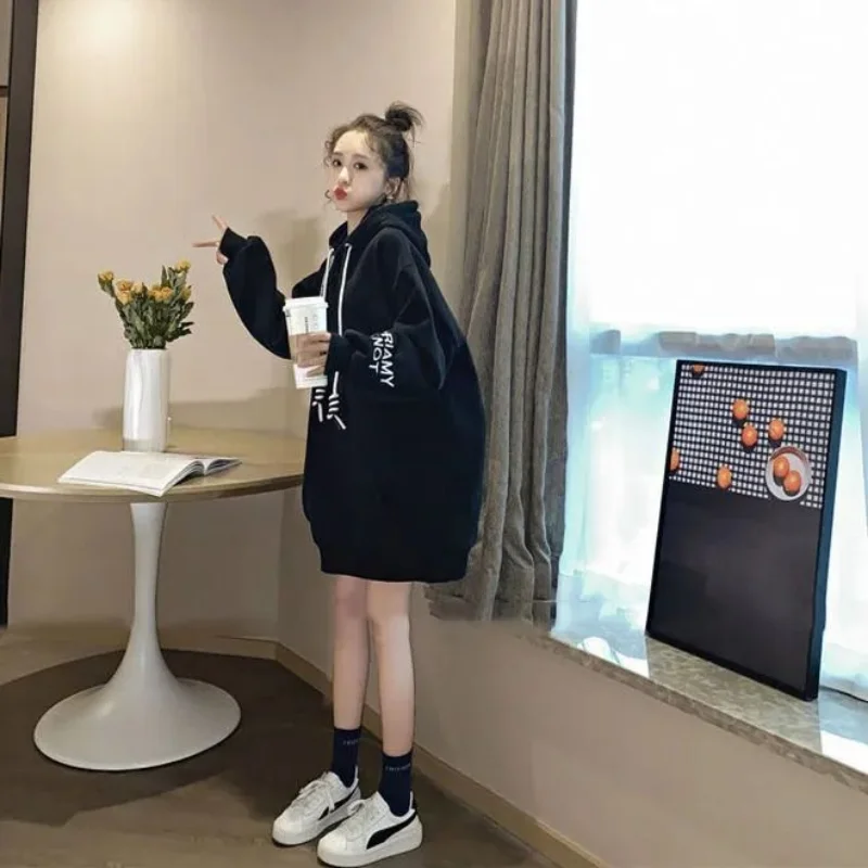 Winter Clothing Drawing - Streetwear velo com capuz vestido y2k