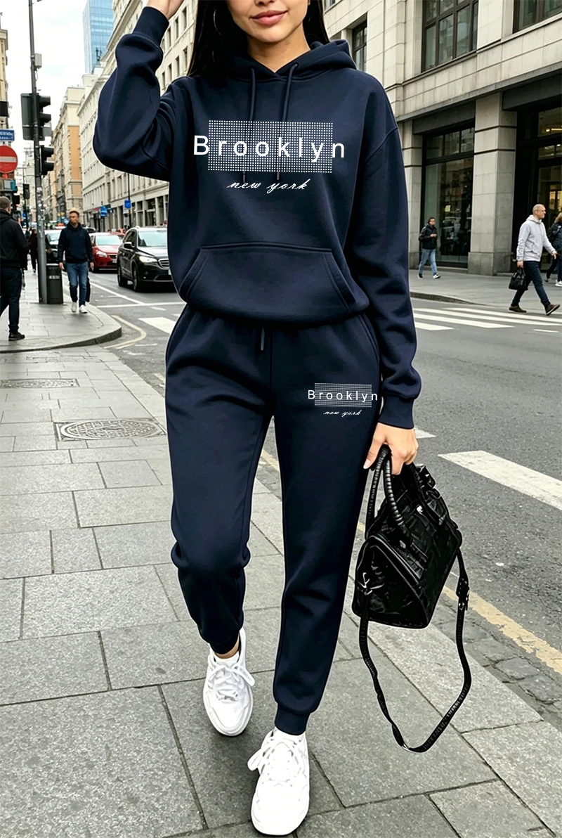 Winter Clothing For Women - Conjunto de Moletom Feminino com Estampa,