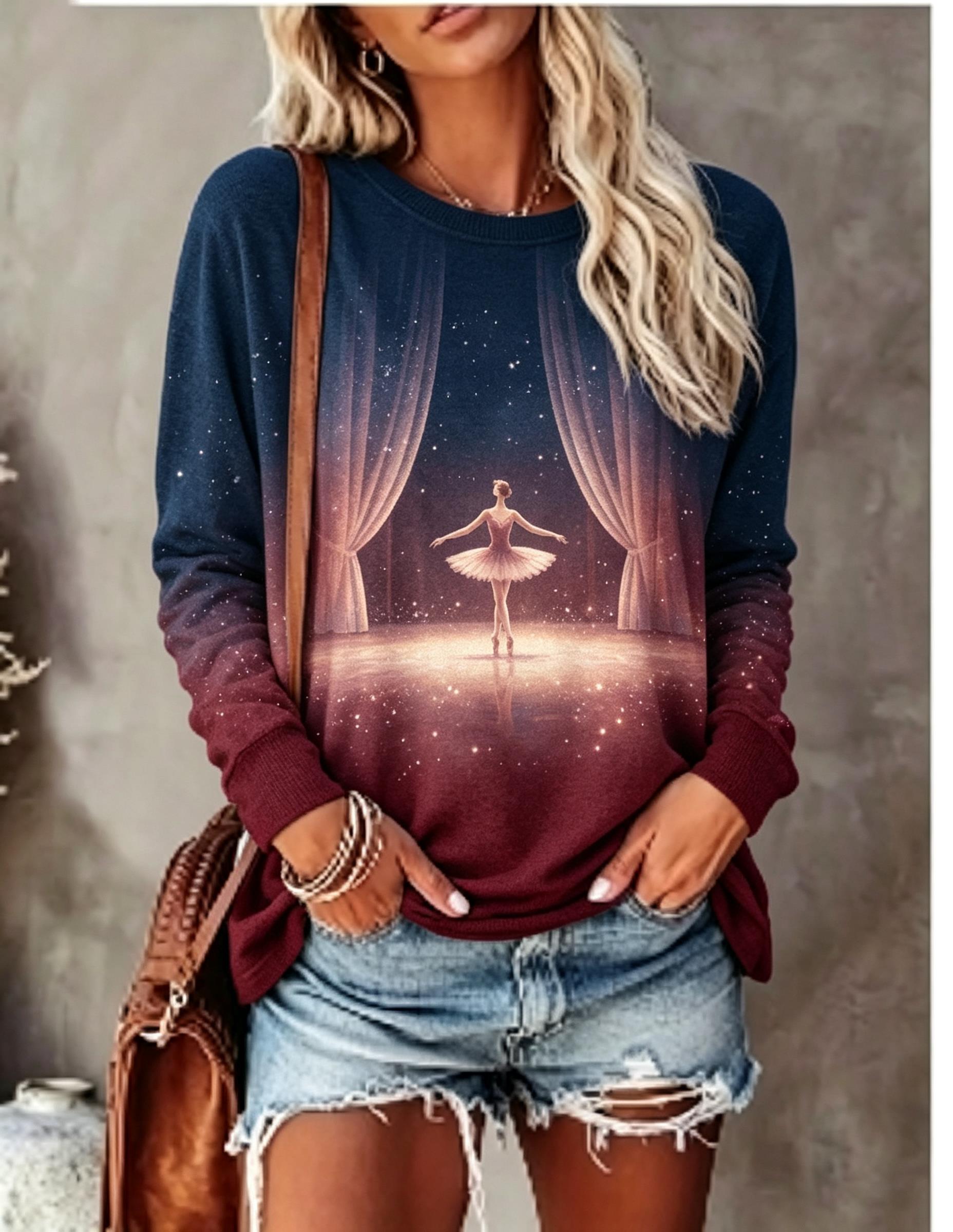 Winter Clothing For Women - Camiseta Feminina de Manga Longa com