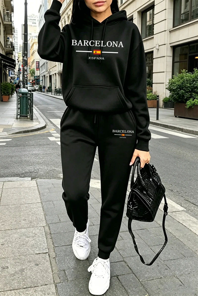 Winter Clothing For Women - Conjunto Esportivo Feminino Estampado, Moletom Casual