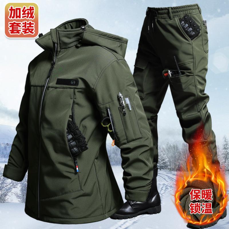 Winter Clothing Hiking - Outono e inverno veludo impermeável tático