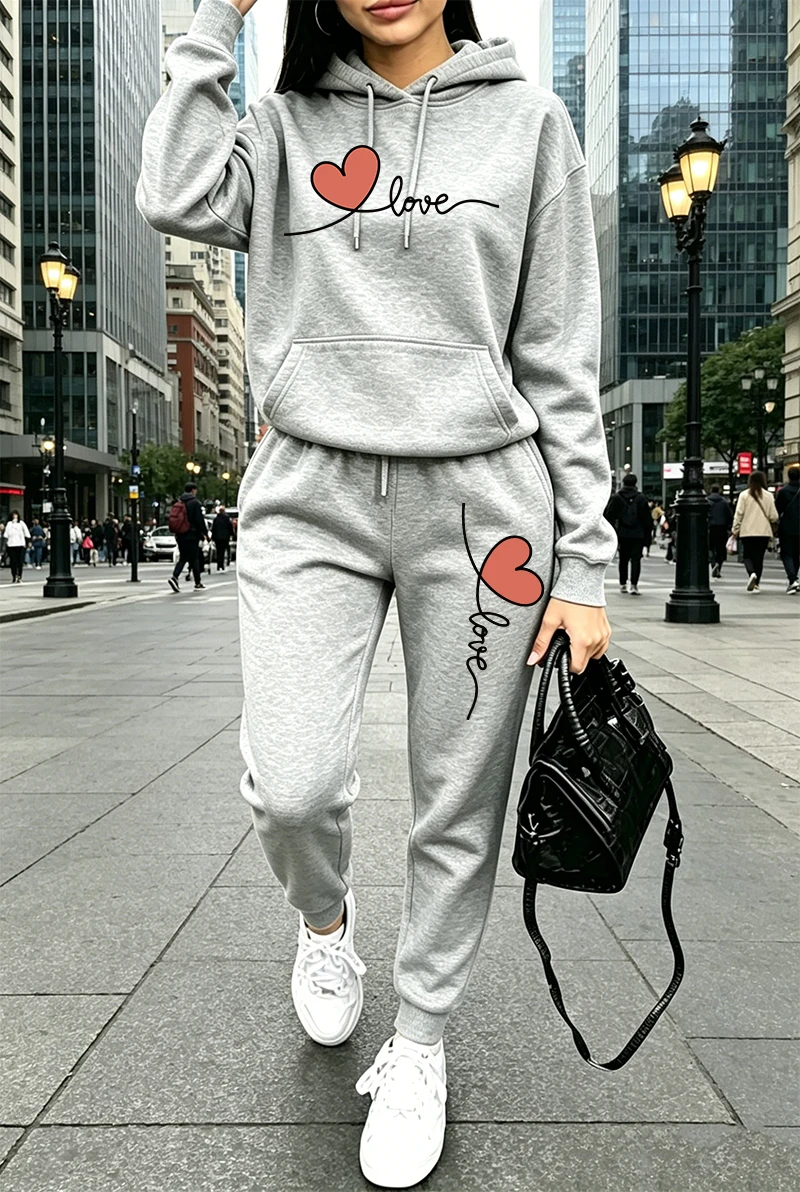 Conjunto de Moletom Feminino E - Winter Clothing For Women avaliação e preço