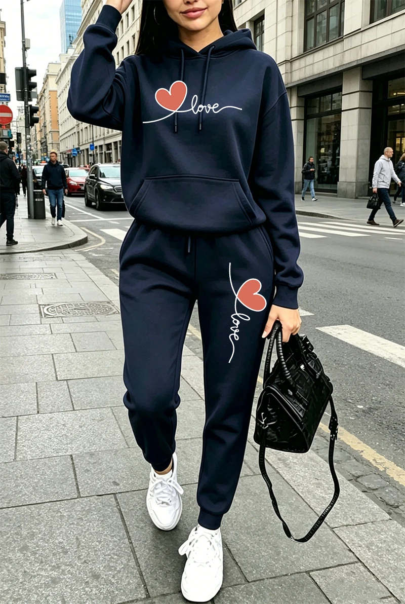 Conjunto de Moletom Feminino E - Winter Clothing For Women avaliação e preço