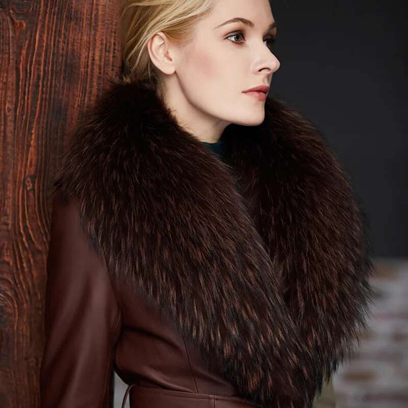 Gola de pele de guaxinim femin - Winter Clothing Pk avaliação e preço